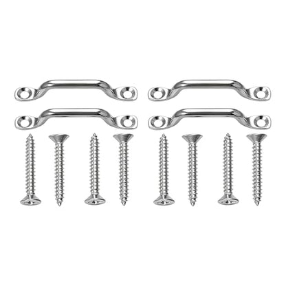 4 PCS Pad Eye Kit, Stainless Steel Auto Battery Tie Down Anchor Point Non-Rusting Pad Eye Kit with Screws, Heavy Duty Tie Down Kayak Deck Loops for Car Boat RV Batteries - color: Pad Eye
