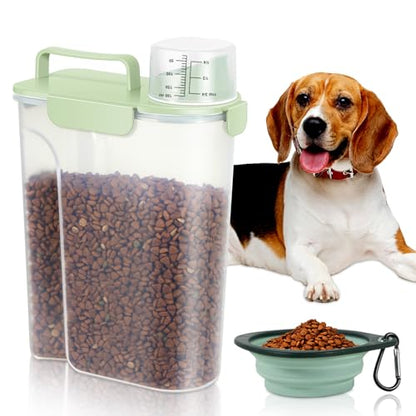 5 Lbs Pet Dog Food Storage Container for Travel Bird Seed Dispenser - Green - color: Pale Green-5L