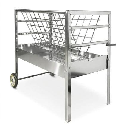 for Goats Sheep and Lambs Livestock Feeder, 2 in 1 Hay and Grain Freestanding Unit, Galvanized Steel Farm Feeder for Barn Pasture, Multi-Species Feeding Station