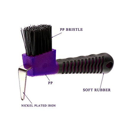 BOTH WINNERS Horse Hoof Pick Brush with Soft Touch Handle (Purple) - color: Purple