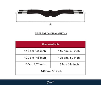 Exion Over Lay Girth with Snap and Sheep Skin Lining/Grey Elastic with White Lines | 110 cm / 44 inches/Sheep Skin Padding