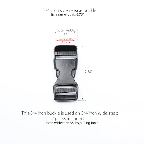 Quick Side Release Buckle, Heavy Duty Plastic Snap Buckle Clip Clasp Fasteners for Backpack Strap - style: 3/4 Inch - 2 Pieces