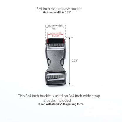 Quick Side Release Buckle, Heavy Duty Plastic Snap Buckle Clip Clasp Fasteners for Backpack Strap - style: 3/4 Inch - 2 Pieces