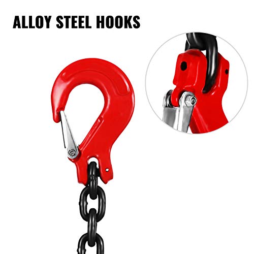 VEVOR Chain Sling 5/16 Inch X 5 Ft Chain Sling for Engine Hoist G80 Alloy Steel Lifting Sling Chains 3 Ton with 4 Leg Grab Hooks - size: 5/16 Inch x 5 FT