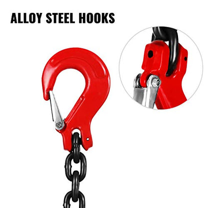 VEVOR Chain Sling 5/16 Inch X 5 Ft Chain Sling for Engine Hoist G80 Alloy Steel Lifting Sling Chains 3 Ton with 4 Leg Grab Hooks - size: 5/16 Inch x 5 FT