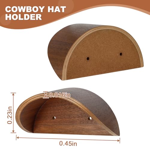 2 Pack Cowboy Hat Rack Wall Mount, Curved Hat Holder for Closet & Entryway