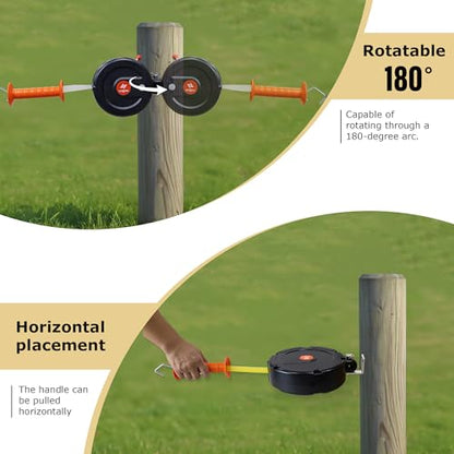 Electric Fence Gate Handle, Built in 20mm Electric Fence Poly Tapes | Retractable Electric Fence Door Handle Length 18m, Gate Connector - size: Tape Gate Handle - 18M