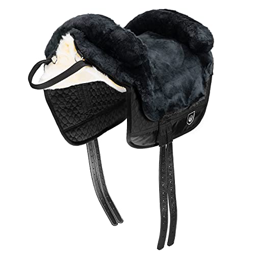 Werner Christ Horse Bareback Pad IBERICA Plus treeless Saddle in Spanish Style, Made of Real Sheepskin - color: Charcoal, size: Full