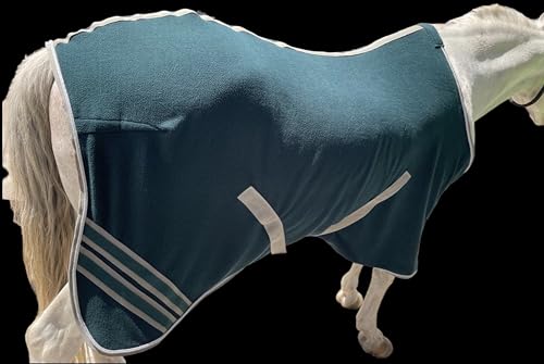 Majestic Ally Anti Pill Fleece Horse Blanket /Sheet with Silver Braided Rope (Hunter Green, 74) - color: Hunter Green, size: 74