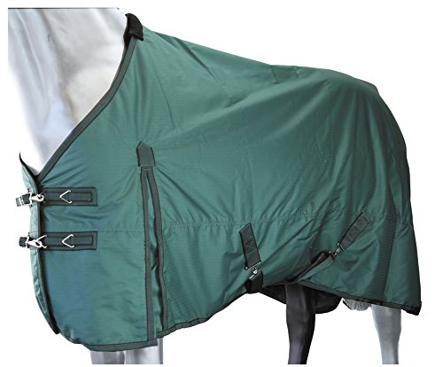 Grewal Equestrian Horse Turnout Blanket, 0g Fill, 600D Ripstop, for Rainy Weather (Hunter Green, 75") - color: Hunter Green, size: 75"