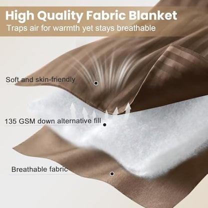 downluxe Queen Size Blanket with Satin Trim, Lightweight Down Alternative Blankets Queen Size for All Season, Machine Washable (Brown, 90x90 Inch) - color: Brown, size: Queen
