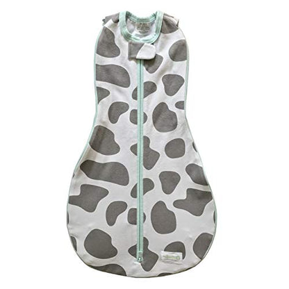 Woombie Grow with Me Baby Swaddle, Convertible Swaddle Fits Babies 0-9 Months, Expands to Wearable Blanket for Babies Up to 18 Months, Moo Gray - color: Moo Gray, style: Grow With Me