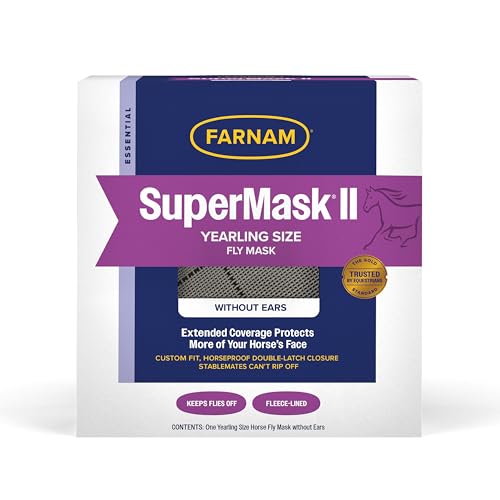 Farnam SuperMask II Horse Fly Mask Without Ears for Eyes, Yearling Size - size: Yearling