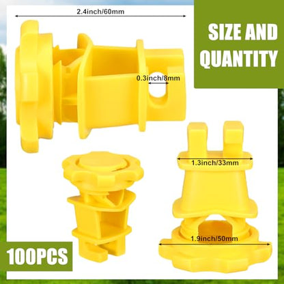 Frienda 100 Pcs Electric Fence Wire Insulators, Screw Round Post, Yellow - color: Yellow