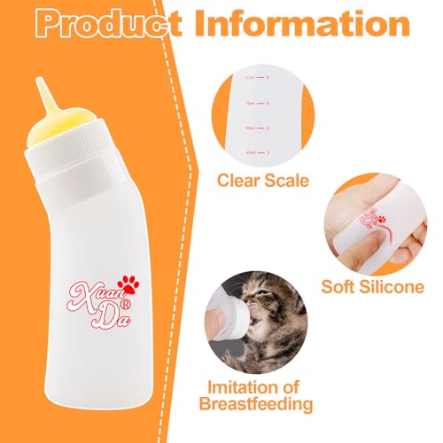 Pet Feeding Nipple with Syringe, Soft Silicone Nursing Pet Feeding Bottle, Ventilation Valve Resistant Tearing for Puppies, Kittens, Rabbit, Small Wildlife (Yellow) - color: Yellow-M Size