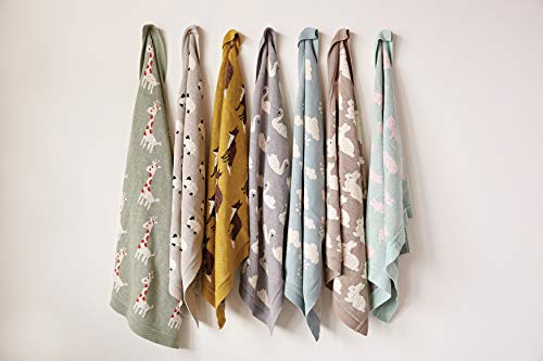Creative Co-Op Grey Cotton Knit Sheep Blanket - color: Gray, size: 40" L x 32" W