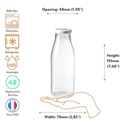 Le Parfait Milk Bottle 500ml (16oz), Airtight Twist Lid, Pack of 6 - color: 16oz (Set/6)