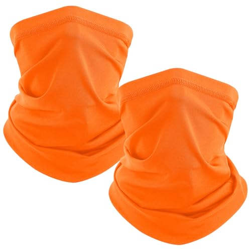 TICONN Neck Gaiter for Men Women, Cooling Bandana Face Mask Cover Gator - color: Orange-2pk, style: Quick Dry