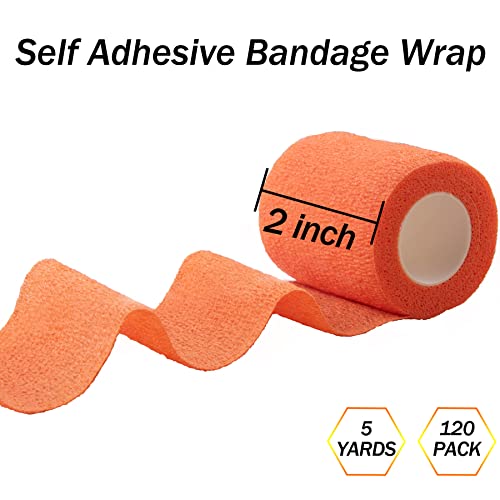 BQTQ 120 Rolls Elastic Adhesive Tape 2 Inch Self Adherent Stretch Bandages - color: Rich Color, size: 2 Inch