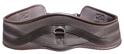 T TEKE Anatomic Anti-Chafe Horse Girth - Contoured Pressure Relief English Girth with Dual-Side Heavy-Duty Elastic, Breathable Padded PVC Waffle Texture, Stainless Steel Solid-Roller Buckles & D-Ring - color: Dark Brown, size: 44"