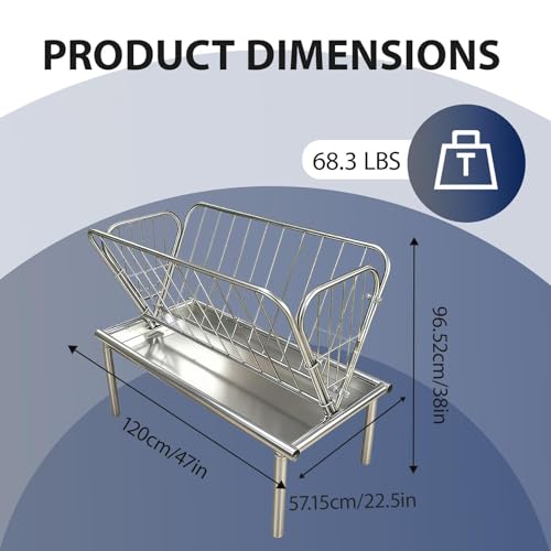 Commercial-Grade Hay Feeder, 2-in-1 Goat Hay Feeder with Deep Feed Pan, Heavy-Duty Galvanized Steel Hay Rack, Weather-Resistant & Scratch-Resistant Horse Hay Feeder for Large Livestock Herds