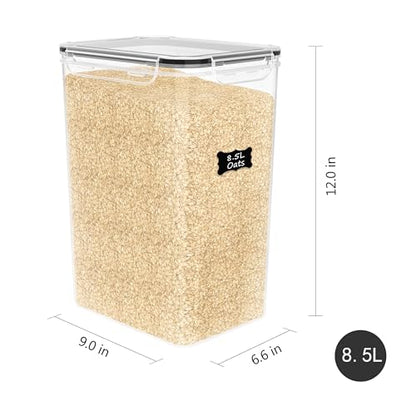 FOOYOO 2 PC Flour Sugar Storage Containers (8.5L | 287 Oz) Extra Large Food Storage Containers with Lids - Airtight Leakproof BPA FREE Flour Container for Rice, Cereal, Sugar - color: 8.5 L - 2 Pack