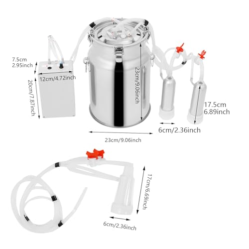 Miking Machine, 2in1 Electric Automatic Pulsation Vacuum Milker, 3/5/10/14l Portable Milker for Cows and Sheep (10 L) - size: 10 L