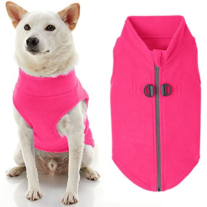 Gooby Zip-Up Fleece Dog Sweater, Pink, Small - color: Pink, size: Small chest (~13.5")