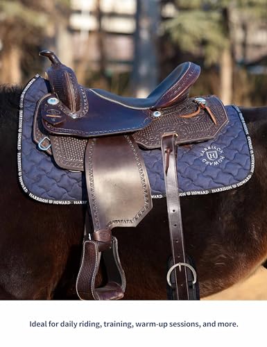 Harrison Howard Far Infrared Saddle Pad with Ceramic-Infused Heat Reflection Western Saddle Pad for Daily Riding Training - color: Navy