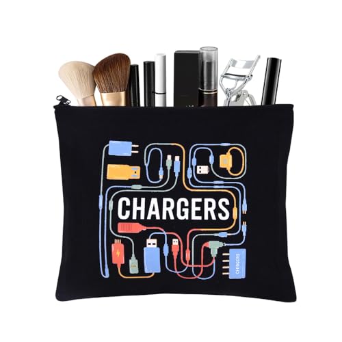 ShiQiao Spl Chargers Makeup Bag Organizer Zipper Pouch Chargers Storage Cosmetic Bag for Daughter Son Birthday Christmas Gifts for Friend Travel Toiletry Bag Accessories Organizer Makeup Pouch - style: Black Charger