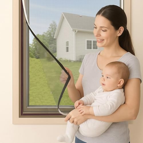 Byonder Magnetic Window Screen - Easy Install, Reusable & Durable Mesh, Perfect Fit for Most Windows - Keep Bugs Out Effortlessly, White Frame with Fiberglass Mesh, Up to Fits 60''x48'' - size: 60''x48''