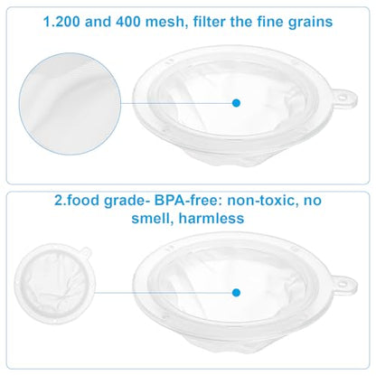 2pcs Ultra Fine Mesh Strainer, 200 & 400 Mesh Strainer, Fine Mesh Strainers Filter for Cooking Oil Milk Juice Wine Cheese Whey Grease Coffee
