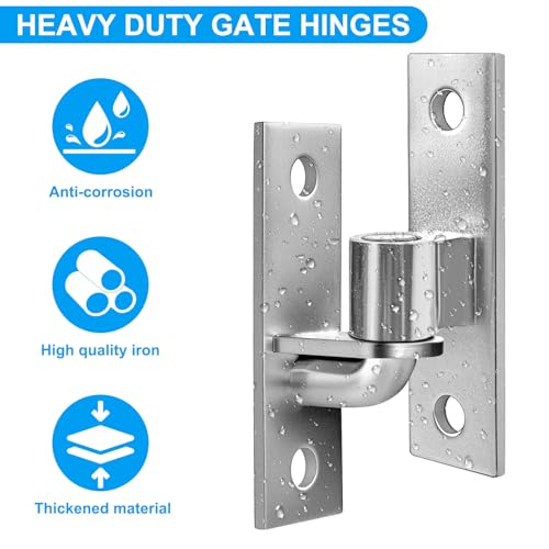 Wall Mount Gate Hinges with 5/8 Hinge Pin,Gate Hinges Heavy Duty for Farm Gates,Chain Link Fence Gate Hinge,Capacity up to 600lbs(Screws Not Included)- 4Pack (8pcs) - size: 4 Pack (8 pcs)