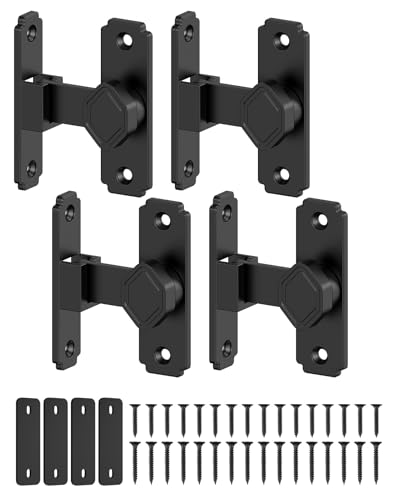 90 Degree Barn Door Lock, Sliding Door Latch, Black, 4 Pack - color: Black-4PCS