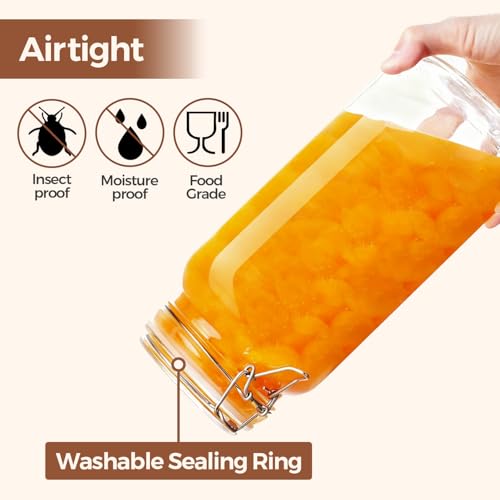 ComSaf Large Square Glass Jars with Airtight Lids 78 oz 3 Pack Wide Mouth - size: 78oz*3