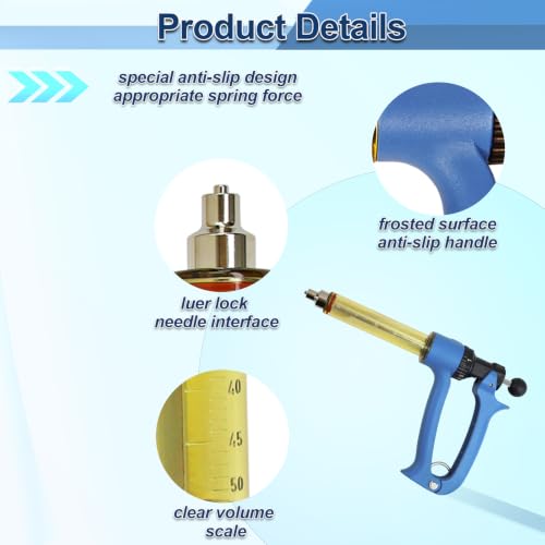 VET.PLUS 25ML Automatic Livestock Syringe for Cattle Cow Goat Hog Sheep, Continuous Repeating Vaccine Gun, Dosage Adjustable with Luer Lock Interface Veterinary Syringes - size: 1 Tube (25ML)
