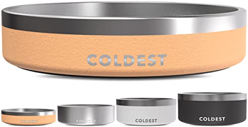 Coldest Dog Bowl - Anti Rust Metal, Non Slip, 3 Layers Insulated Stainless Steel Dog Bowls - Spill Proof & Heavy Duty - Water Bowl for Dogs, Cats & Pets, Dish Washer Safe (21 oz, Sahara Tan) - color: Sahara Peach, size: 21 oz