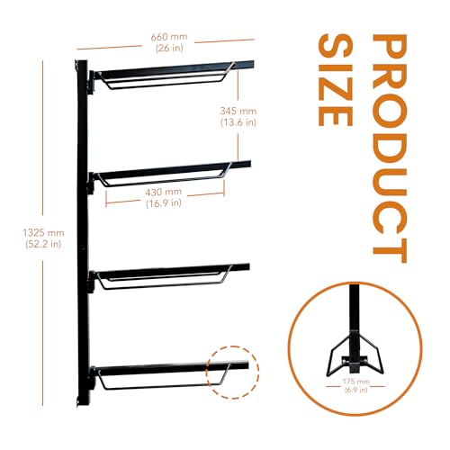 Seny 4 Tier Heavy Duty Horse Saddle Wall Mount Rack, Equestrian Saddle Storage Organizer for Ponies and Horses, Black
