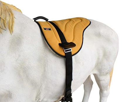 CHALLENGER Western Lightweight Bareback Saddle Pad with Fleece Bottom, Stirrups & Cinch – Contoured Synthetic Suede Top – 23" x 30" - color: Tan