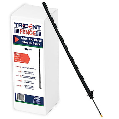 4' Poly Step-in Posts - Temporary Fence - Electric Fence (50 Pack - Black) - style: 50 Pack - Black