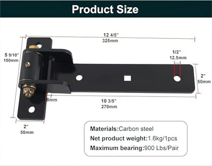 13" Heavy Duty Gate Hinges,900 Lbs Capacity,180° or 90° Smooth Open