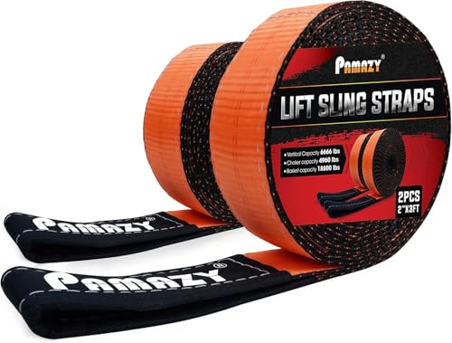 2”x3’ Sturdy Lift Sling Straps, 18800lbs Heavy Duty Lifting Web Sling—2 PCS | Eye-Eye Nylon Strap for Hoist, 2-Ply Polyester Rigging Straps, Tree Saver Recovery Straps Web Sling Winch - size: 2 Pack 2”x3FT
