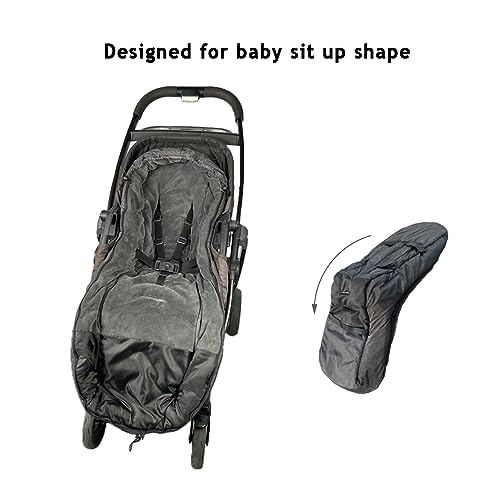 CozyMe Stroller Footmuff, Stroller Blanket with Hoodie for Toddler Winter Stroller Cover, Stroller Bunting Bag with Fleece Lined Front Height Adjustable & Removable Baby Bunting Bag for 6M-4T - color: black