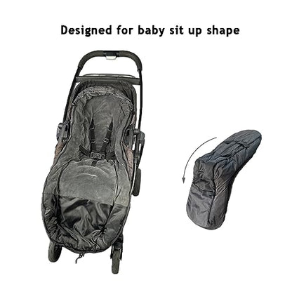 CozyMe Stroller Footmuff, Stroller Blanket with Hoodie for Toddler Winter Stroller Cover, Stroller Bunting Bag with Fleece Lined Front Height Adjustable & Removable Baby Bunting Bag for 6M-4T - color: black