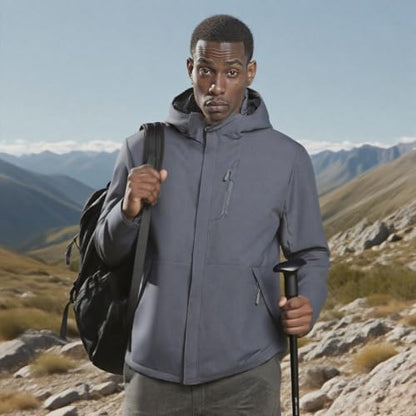 Men's Waterproof Shell Jacket, Lightweight Windbreaker Raincoat, Outdoor Trench Coat - color: Gray, size: Medium