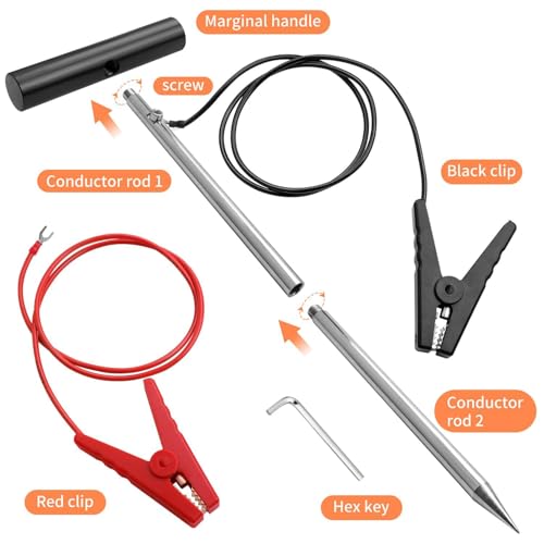 24in Ground Rod, Alligator Clip Lead Wire for Solar Fence Charger & Generator - size: 24