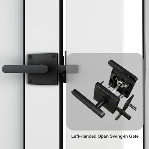 Sdstone Double Side Gate Latch,Heavy Duty Swinging Door Latch Gate Hardware for Wooden Fence,Gate Hardware for Left Inswing Outdoor Wooden Gates, Pool Gate, Backyard, Garden - style: GL-1 left inswing gate