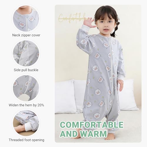 MICHLEY Baby Sleeping Sack with Legs Cotton Long Sleeve Toddler Wearable Blanket Sleeping Bag 6 Months-6 Years - color: Sheep, size: 18-30 Months