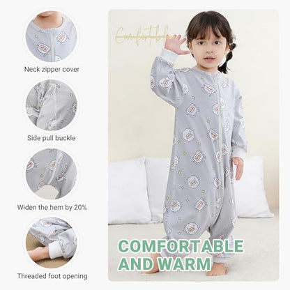 MICHLEY Baby Sleeping Sack with Legs Cotton Long Sleeve Toddler Wearable Blanket Sleeping Bag 6 Months-6 Years - color: Sheep, size: 18-30 Months