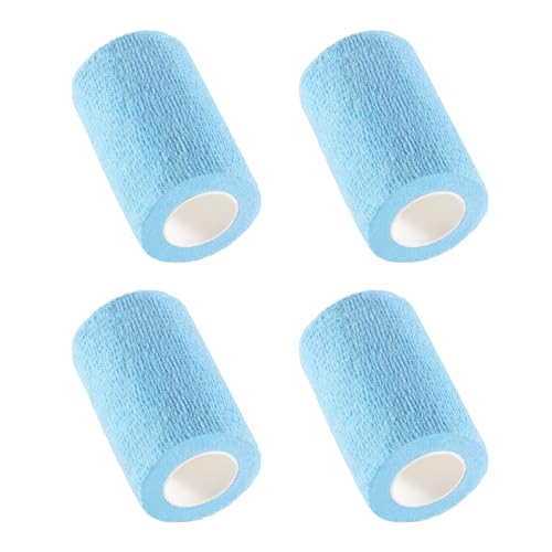 IndigoCase 4 Pack Self Adhesive Bandage Wrap 3 Inch x 5 yd Elastic Tape - color: Skyblue, size: 3 Inch - 4 Pack